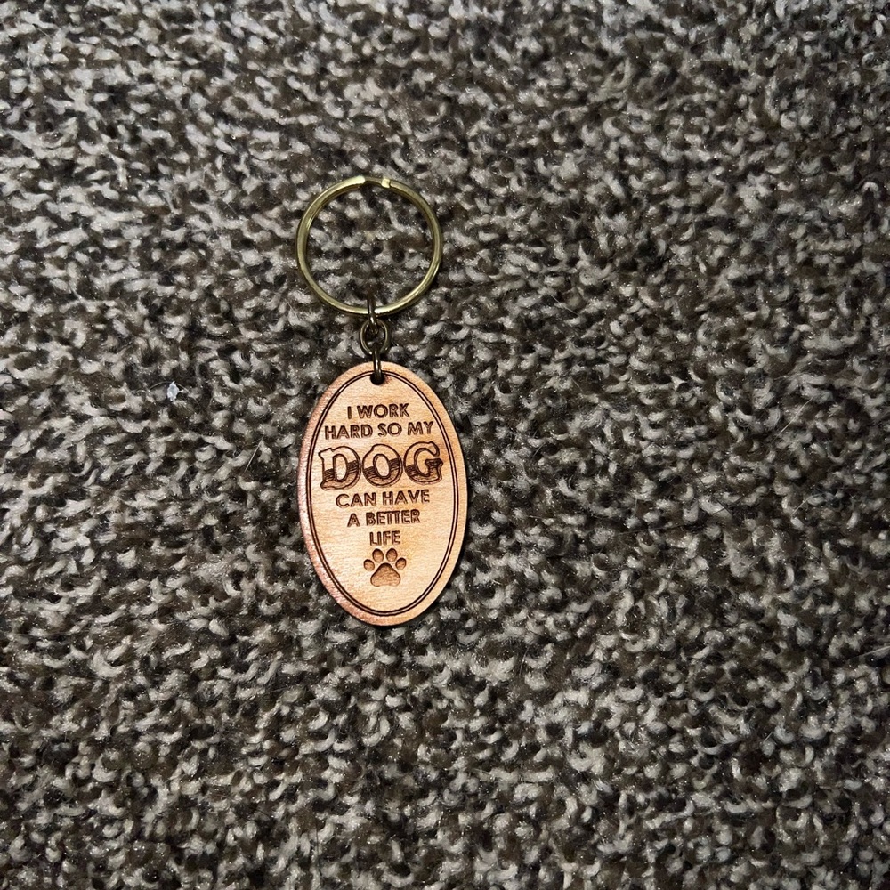 Engraved Wooden Dog Keychain